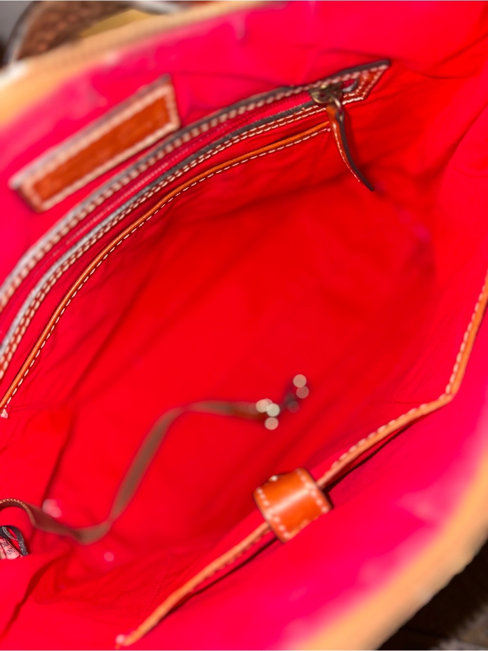 Dooney & Bourke Pebbled Leather Hobo Shoulder Bag – Blue with British Tan Trim - Picture 9 of 13